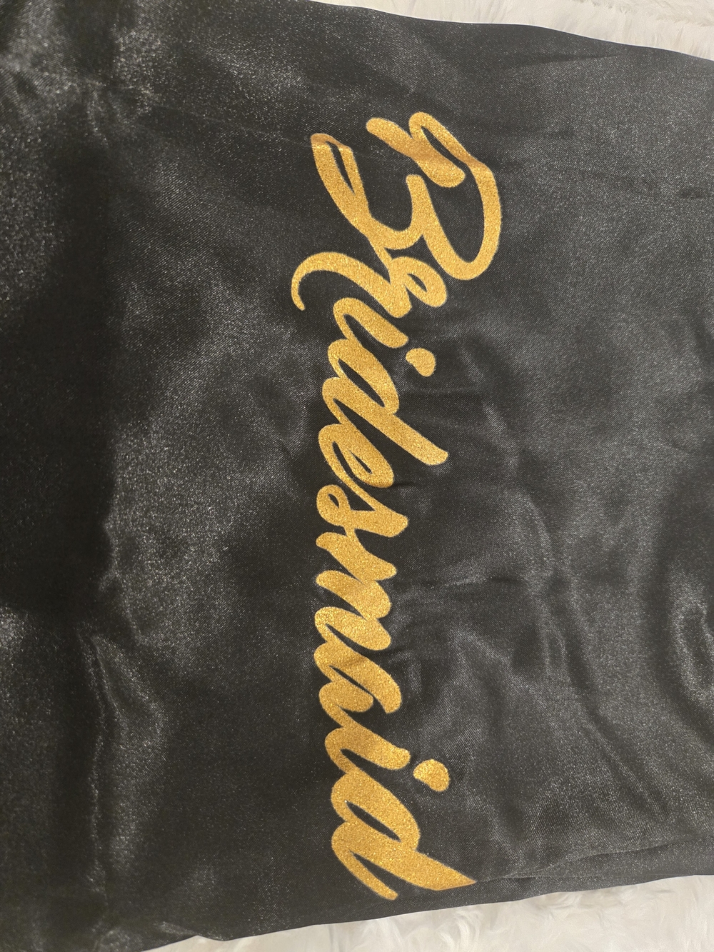 Set Of 5 , Black Satin Robes with Gold "Bridesmaid" and "Maid of Honor" Script - Picture 9 of 12